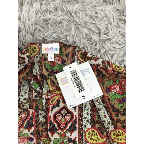 NWT Lularoe Monroe kimono S Paisley butterflies Black Fringe - Picture 4 of 8